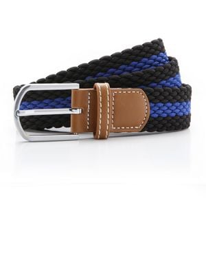 Asquith & Fox Two Colour Stripe Braid Stretch Belt /Royal) - Blue