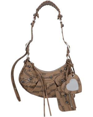 Balenciaga Dames Le Cagole Xs In Bruin Met Gemonogrammeerd Leer