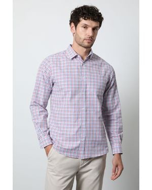 MAINE Tattersall Check Long Sleeve Shirt Cotton - Purple