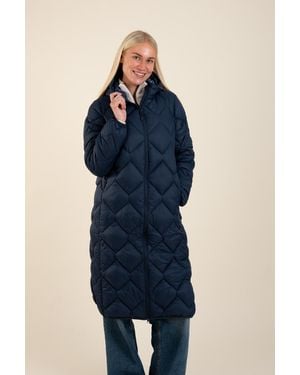 Harvey & Jones Lightweight Water Resistant Longline Quilted Jacket - Blue