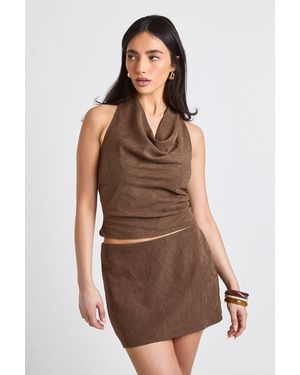 Boohoo Textured Peached Mini Skirt - Brown