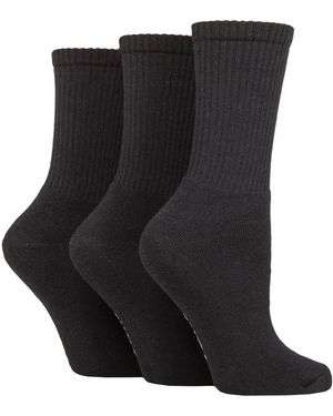 SOCKSHOP TORE 3 Pack Ladies Plain Crew Sport Socks - Black