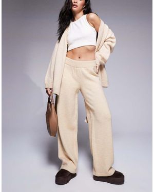 ASOS Knitted Wide Leg Trouser Co-Ord - Natural