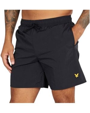 Lyle & Scott And Swim Shorts Rubberised Logo Casual Vintage Half Trousers - Black