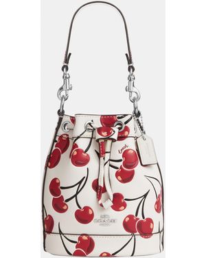 COACH Mini Bucket Bag With Cherry Print - Red