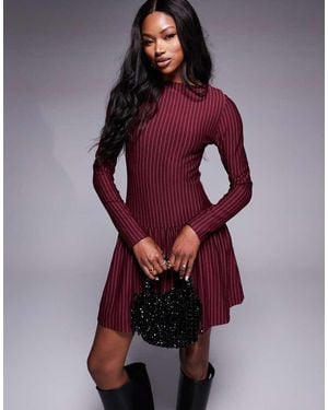 ASOS Pinstripe Drop Waist Mini Dress - Purple