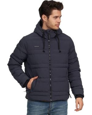 Brave Soul Bravesoul Puffer Jacket Winter Hooded Coat - Blue