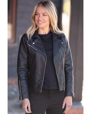 Ashwood Leather 'Giulia' Ladies Veg Tanned Biker Jacket - Blue