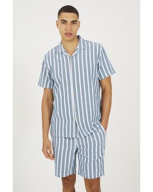 Brave Soul Regular Fit Revere Collar Shirt - Blue