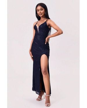 Everyday the Label Maxi Cami Jurk Met Pailletten En Split Zonder Rug - Blauw