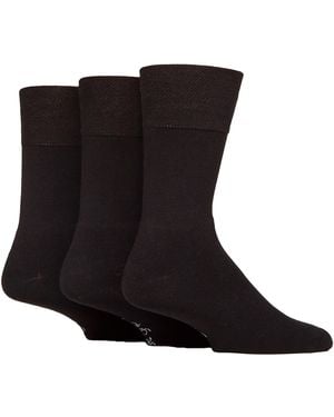 Gentle Grip 3 Pack Bamboo Socks Soft Breathable Cushioned Crew - Black