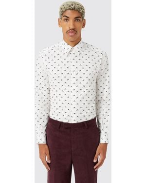 Twisted Tailor Tang Slim Fit Cotton Shirt Tt X Am - White