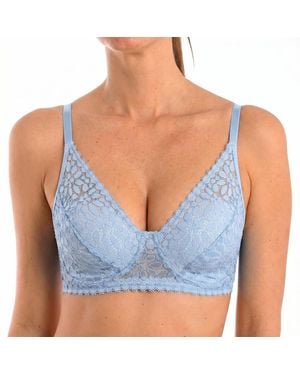 DIM Floral Lace Triangle Bra, Wire-Free - Blue