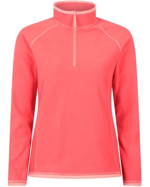 Mountain Warehouse 'Montana' Microfleece Jacket Half Zip Breathable Quick Dry Jumper - Pink