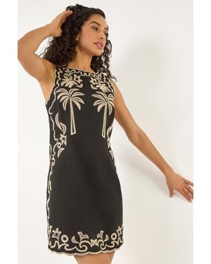 D.u.s.k Palm Embroidered A-Line Dress - Black