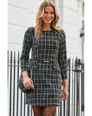 Sosandar Boucle Belted Mini Dress - Black