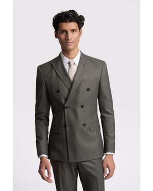 Ted Baker Double Breasted Long Sleeve Six Button Slim Fit Suit Jacket - Grey