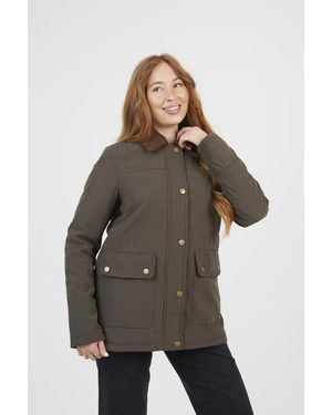 Brave Soul Twill Jacket With Cord Collar - Green