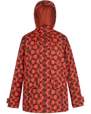 Regatta Ladies Orla Kiely Floral Mid Length Waterproof Jacket /Burnt Henna) - Red