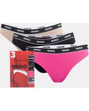 HUGO 3 Pack Of Stripe Thongs - Pink