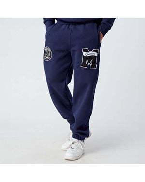 Mercier Drawcord Waist Embroidered Joggers - Blue