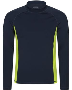 Mountain Warehouse Long Sleeve Rash Vest Sun Protection Quick Drying Swimwear Stretchy Beach Surf Top Polyamide - Blue