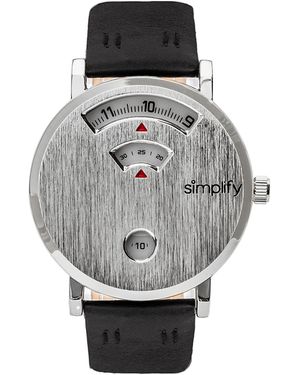 Simplify The 7000 Leather-Band Watch - Metallic