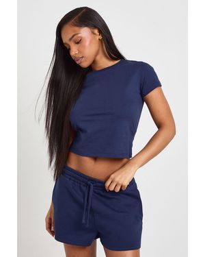 Boohoo Cap Sleeve Top And Sweat Short Tracksuit - Blue