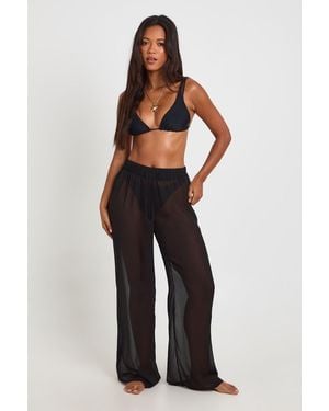 Boohoo Wide Leg Beach Trouser - Blue