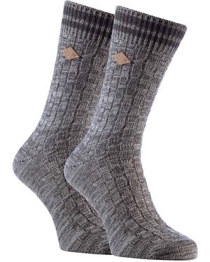 Farah 2 Pack Thick Cotton Chunky Knitted Formal Boot Socks - Grey