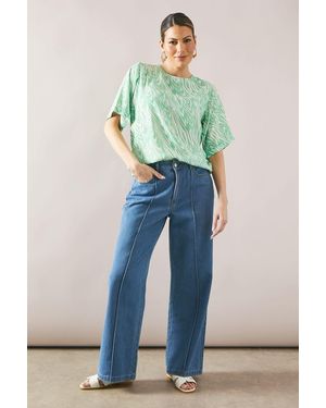 Wallis Animal Roll Up Sleeve T - Blue
