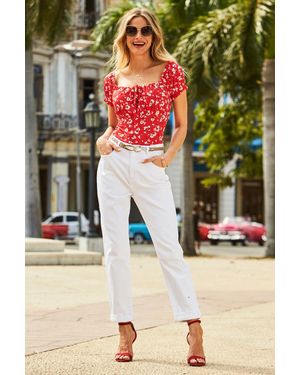 Sosandar Denim Slim Leg Mom Jeans Cotton - Green