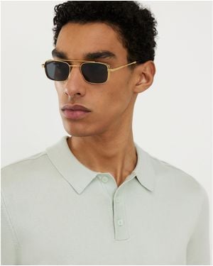 River Island Flat Top Rectangle Sunglasses Metal - Metallic