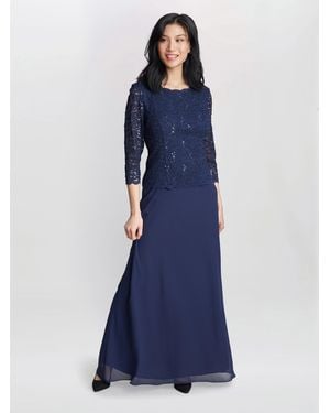 Gina Bacconi Virginia Maxi Lace Dress & Chiffon Skirt - Blue