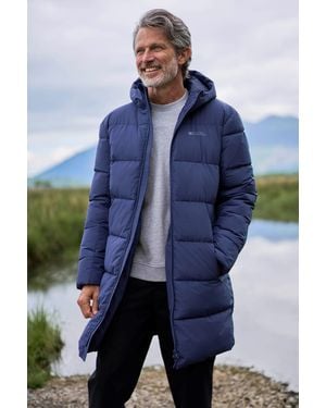 Mountain Warehouse 'Vortex' Longline Jacket Water Resistant Winter Padded Coat - Blue
