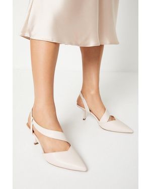 Wallis Evelyn Asymmetric Slingback Kitten Heel Court Shoes - White