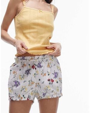 TOPSHOP Floral Bloomer Short - White