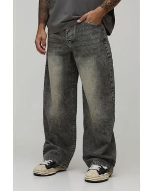 BoohooMAN Washed Super Baggy Jeans - Black