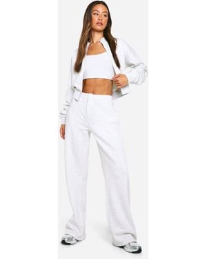 Boohoo Tall 3 Piece Bomber Tracksuit - White