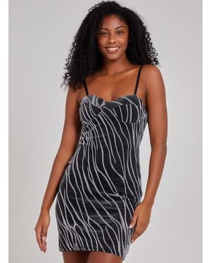 Pink Vanilla Glitter Zebra Bodycon Dress - Black