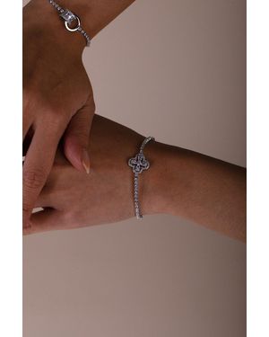 SVNX Clover Diamante Bracelet - Brown
