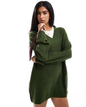 Miss Selfridge V Neck Slouchy Mini Dress - Green