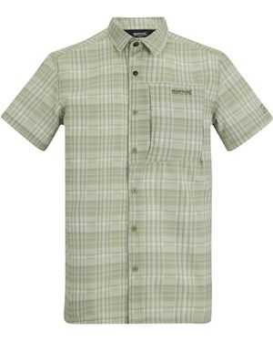 Regatta Checked Insect Repellent Short-Sleeved Travel Shirt (Light Sage) - Green
