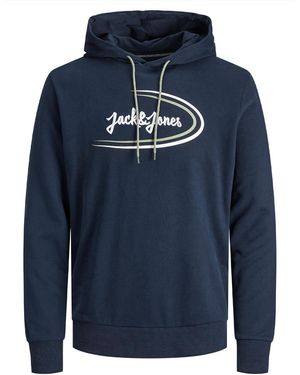 Jack & Jones Jack&Jones Logo Printed Pullover Sweat Hoodie, Organic Cotton - Blue