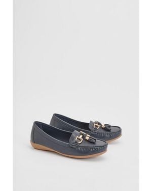 Good for the Sole Betty Faux Leather Snaffle Detail Tassel Comfort Loafers - Blue