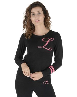 Crown of Edinburgh Cashmere Crew Neck Jumper Stockbridge L - Black