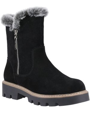 Hush Puppies Ambre Suede Winter Mid Calf Boots - Black