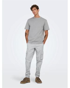 ONLY Solid Patterned Straight Cargo Trousers - White