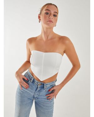 Pink Vanilla Seam Detail Strapless Corset Top - White