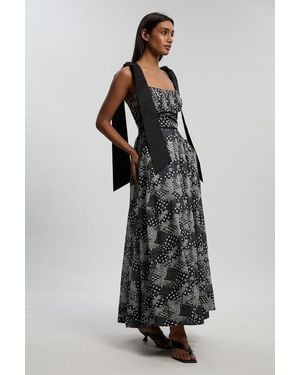 Karen Millen Petite Mono Geo Silk Cotton Woven Strappy Dress - Multicolour